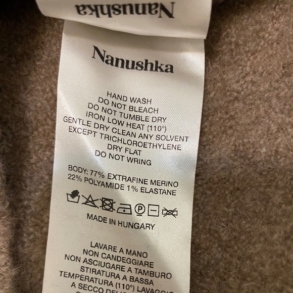 Nanushka Merino Wool Blend Tan Crewneck Sweater Size XL - Picture 8 of 8